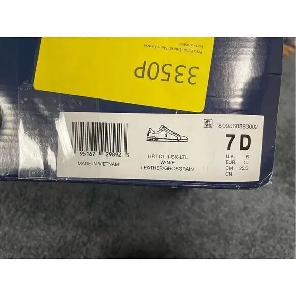 Polo Ralph Lauren Heritage Court II Low Shoes White Blue Leather Mens 7D - Picture 7 of 8